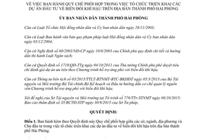 Quyết định 2445/2015/QĐ-UBND triển khai dự án đầu tư về biến đổi khí hậu Hải Phòng