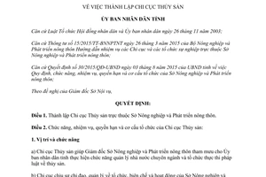 Quyết định 59/2015/QĐ-UBND thành lập chi cục thủy sản Thừa Thiên Huế