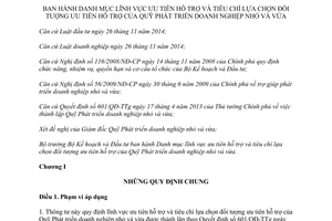 Thông tư 13/2015/TT-BKHĐT lĩnh vực tiêu chí chọn đối tượng ưu tiên hỗ trợ