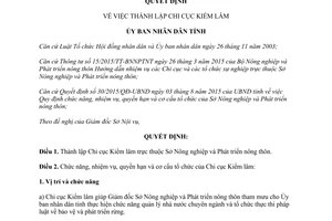 Quyết định 54/2015/QĐ-UBND thành lập chi cục kiểm lâm Thừa Thiên Huế