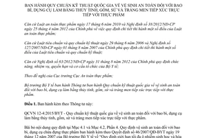 Thông tư 35/2015/TT-BYT Quy chuẩn kỹ thuật quốc gia vệ sinh an toàn bao bì tiếp xúc trực tiếp thực phẩm