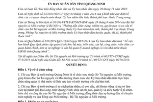 Quyết định 3295/2015/QĐ-UBND chức năng quyền hạn tổ chức chi cục bảo vệ môi trường Quảng Ninh