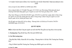 Quyết định 2581/QĐ-UBND kiện toàn Ban công tác người cao tuổi Phú Thọ 2016 2020 2015