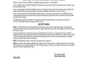 Quyết định 2488/QĐ-UBND thủ tục hành chính mới sửa đổi bổ sung Sở Tài nguyên Sóc Trăng 2015