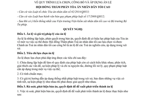 Nghị quyết 03/2015/NQ-HĐTP quy trình lựa chọn công bố và áp dụng án lệ