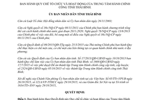 Quyết định 2579/QĐ-UBND quy chế tổ chức hoạt động của trung tâm hành chính công Thái Bình 2015