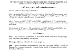 Quyết định 4017/QĐ-UBND thủ tục hành chính bị bãi bỏ sở kế hoạch đầu tư Long An 2015
