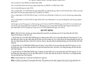 Quyết định 32/2015/QĐ-UBND bãi bỏ văn bản quy phạm pháp luật trong lĩnh vực khoáng sản Thái Nguyên