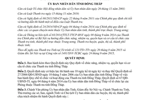 Quyết định 51/2015/QĐ-UBND chức năng nhiệm vụ quyền hạn cơ cấu tổ chức thanh tra Đồng Tháp