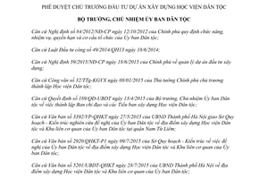 Quyết định 602/QĐ-UBDT phê duyệt chủ trương đầu tư dự án xây dựng học viện dân tộc 2015