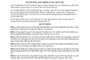 Quyết định 601/QÐ-UBDT bổ sung thôn đặc biệt khó khăn xã khu vực I II III vùng dân tộc miền núi 2015