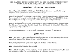 Quyết định 604/QĐ-UBDT đón tiếp đoàn đại biểu đồng bào dân tộc thiểu số Đồng Nai 2015