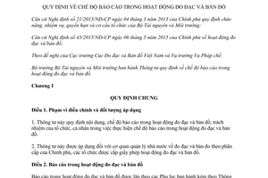 Thông tư 46/2015/TT-BTNMT chế độ báo cáo trong hoạt động đo đạc và bản đồ