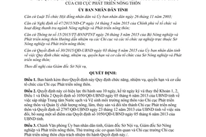 Quyết định 61/2015/QĐ-UBND chức năng nhiệm vụ quyền hạn cơ cấu tổ chức chi cục phát triển nông thôn Huế