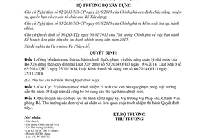 Quyết định 1300/QĐ-BXD danh mục thủ tục hành chính thuộc phạm vi chức năng quản lý bộ xây dựng 2015