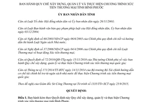 Quyết định 38/2015/QĐ-UBND thực hiện Chương trình xúc tiến thương mại tỉnh Bình Phước