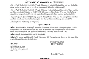 Quyết định 3053/QĐ-BKHCN thủ tục hành chính phạm vi quản lý bộ Khoa học công nghệ 2015