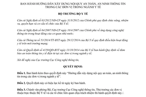 Quyết định 4495/QĐ-BYT xây dựng nội quy an toàn an ninh thông tin trong các đơn vị trong ngành y tế 2015