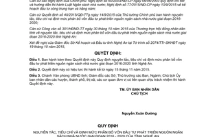 Quyết định 63/2015/QĐ-UBND tiêu chí định mức phân bổ vốn đầu tư phát triển nguồn ngân sách Nghệ An