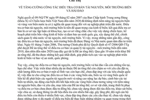 Chỉ thị 25/CT-TTg tăng cường công tác điều tra cơ bản tài nguyên môi trường biển hải đảo