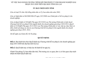 Quyết định 559/QĐ-UBND Chương trình hỗ trợ pháp lý cho doanh nghiệp Gia Lai 2015