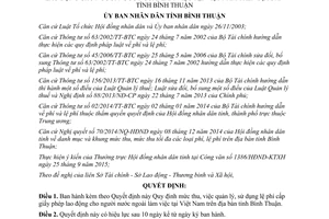 Quyết định 45/2015/QĐ-UBND quản lý sử dụng lệ phí cấp giấy phép lao động cho người nước ngoài Bình Thuận