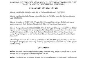 Quyết định 17/2015/QĐ-UBND chức năng quyền hạn cơ cấu tổ chức sở tài nguyên môi trường Yên Bái