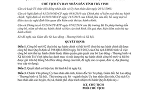 Quyết định 1601/QĐ-UBND thủ tục hành chính thuộc thẩm quyền sở lao động thương binh xã hội Trà Vinh 2015