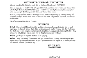 Quyết định 1602/QĐ-UBND thủ tục hành chính thuộc thẩm quyền giải quyết sở tư pháp Trà Vinh 2015