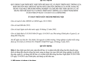 Quyết định 4970/QĐ-UBND mức tiền tạm thời bảo vệ đất trồng lúa chuyển sang phi nông nghiệp Hà Nội