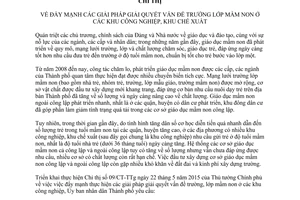 Chỉ thị 16/2015/CT-UBND giải quyết trường lớp mầm non ở khu công nghiệp khu chế xuất Hồ Chí Minh