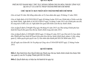 Quyết định 4889/QĐ-UBND thủ tục hành chính chuấn hóa thuộc lĩnh vực quản lý sở tư pháp Hồ Chí Minh 2015