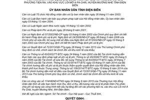 Quyết định 16/2015/QĐ-UBND mức tỷ lệ % phí sử dụng công trình hạ tầng Lối mở A Pa Chải Điện Biên