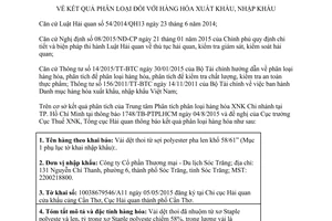 Thông báo 9030/TB-TCHQ kết quả phân loại vải dệt thoi từ sợi polyester pha len 2015