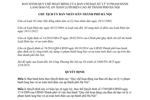 Quyết định 4992/QĐ-UBND Ban chỉ đạo xử lý vi phạm hành lang bảo vệ an toàn lưới điện Hà Nội 2015