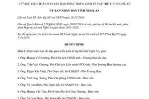 Quyếl định số 4461/QĐ-UBND về việc kiện toàn ban chỉ đạo phát triển kinh tế tập thể Nghệ An 2015