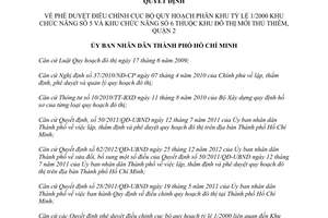 Quyết định 4907/QĐ-UBND điều chỉnh cục bộ quy hoạch phân khu khu chức năng số Hồ Chí Minh 2015