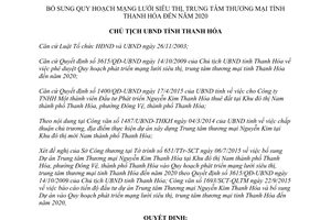 Quyết định 3886/QĐ-UBND bổ sung quy hoạch mạng lưới siêu thị trung tâm thương mại Thanh Hóa 2020 2015