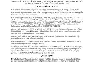 Quyết định 296/QĐ-UBND giá dịch vụ khám lâm sàng chung và khám chuyên khoa Tuyên Quang 2015