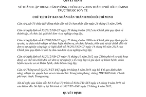 Quyết định 4928/QĐ-UBND thành lập trung tâm phòng chống HIVAIDS Hồ Chí Minh 2015