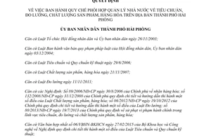 Quyết định 2281/2015/QĐ-UBND tiêu chuẩn đo lường chất lượng sản phẩm hàng hóa Hải Phòng