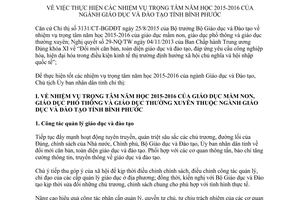 Chỉ thị 13/CT-UBND nhiệm vụ trọng tâm năm học 2015 2016 của ngành giáo dục đào tạo Bình Phước 2015