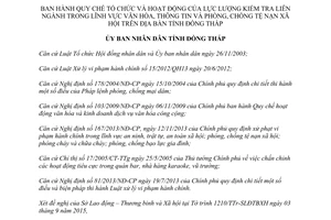 Quyết định 1032/QĐ-UBND.HC tổ chức hoạt động lực lượng kiểm tra liên ngành văn hóa Đồng Tháp 2015