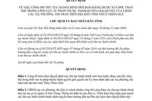 Quyết định 2018/QĐ-UBND thủ tục hành chính lĩnh vực tư pháp Thừa Thiên Huế 2015