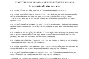 Quyết định số 2324/QĐ-UBND về thành lập trung tâm hành chính công Thái Bình 2015