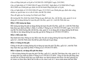 Thông tư 154/2015/TT-BTC thu nộp quản lý phí sử dụng đường bộ trạm thu phí Cầu Rác Hà Tĩnh