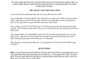 Quyết định 1472/QĐ-UBND thủ tục hành chính lĩnh vực hoạt động khoa học và công nghệ Cà Mau 2015