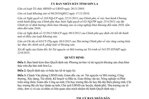 Quyết định 2224/QĐ-UBND Phương án bảo vệ tài nguyên khoáng sản chưa khai thác Sơn La 2015