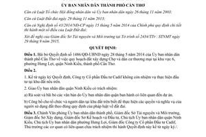 Quyết định 2909/QĐ-UBND bãi bỏ Quyết định số 1486/QĐ-UBND Cần Thơ 2015