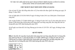 Quyết định 2095/QĐ-UBND sửa đổi quy hoạch phát triển mạng lưới cửa hàng xăng dầu An Giang